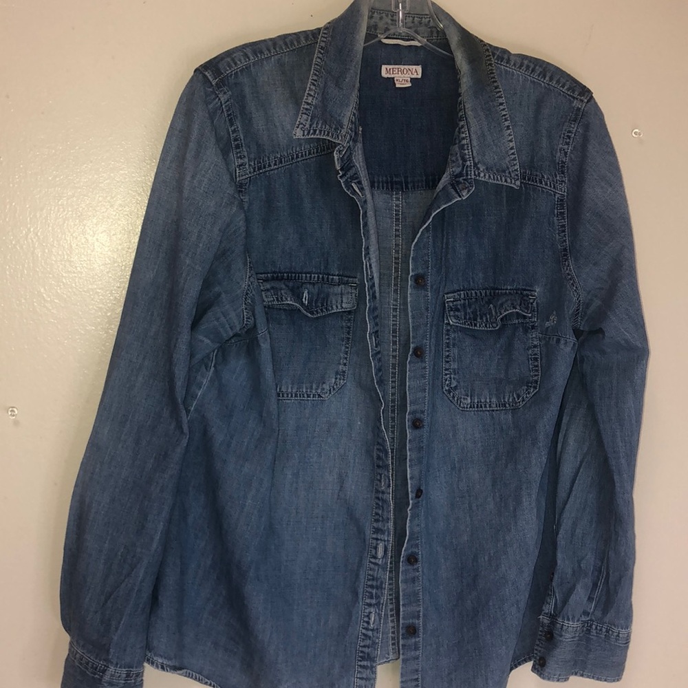 Long sleeve denim button up shirt
